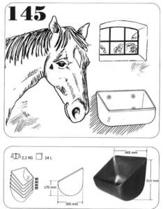 Drawing showing horse feeder
