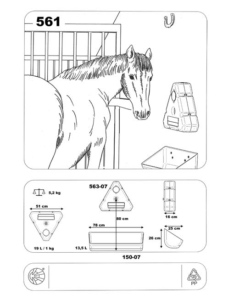 Info sheet with details about Slow-feeder horse toy no. 561