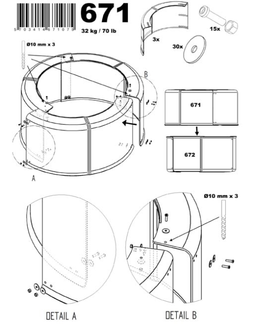 Mounting instruction 671